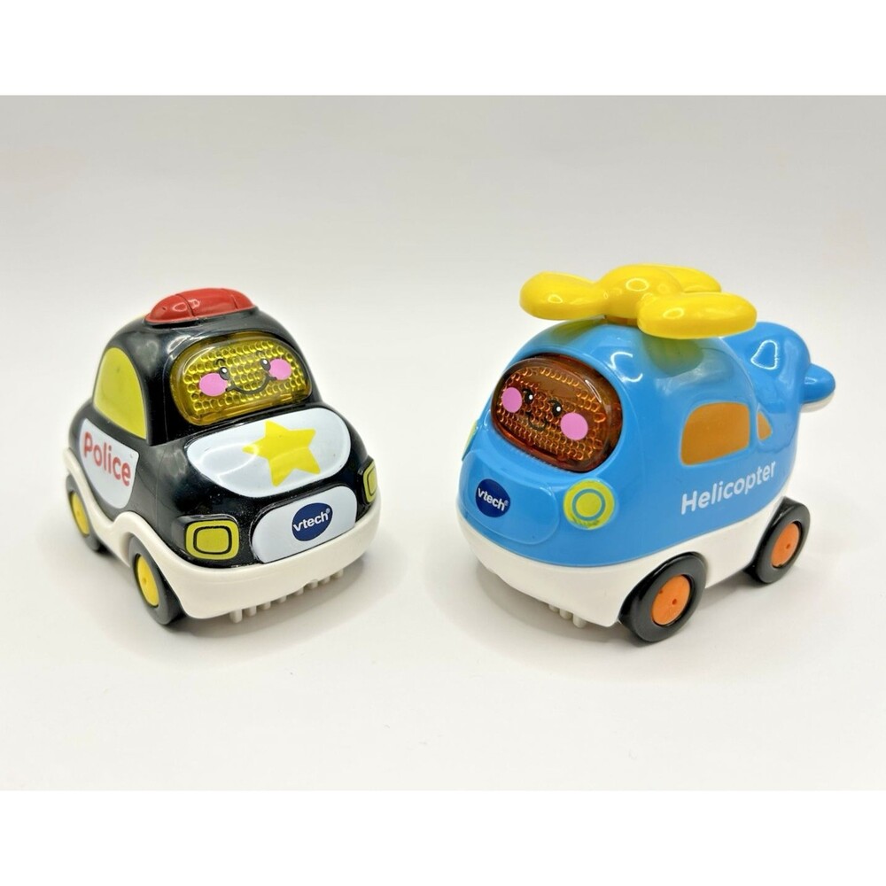 Vtech Go! Go! Smart Wheels Police Car & Helicopter Tested and Working Lot Of 2